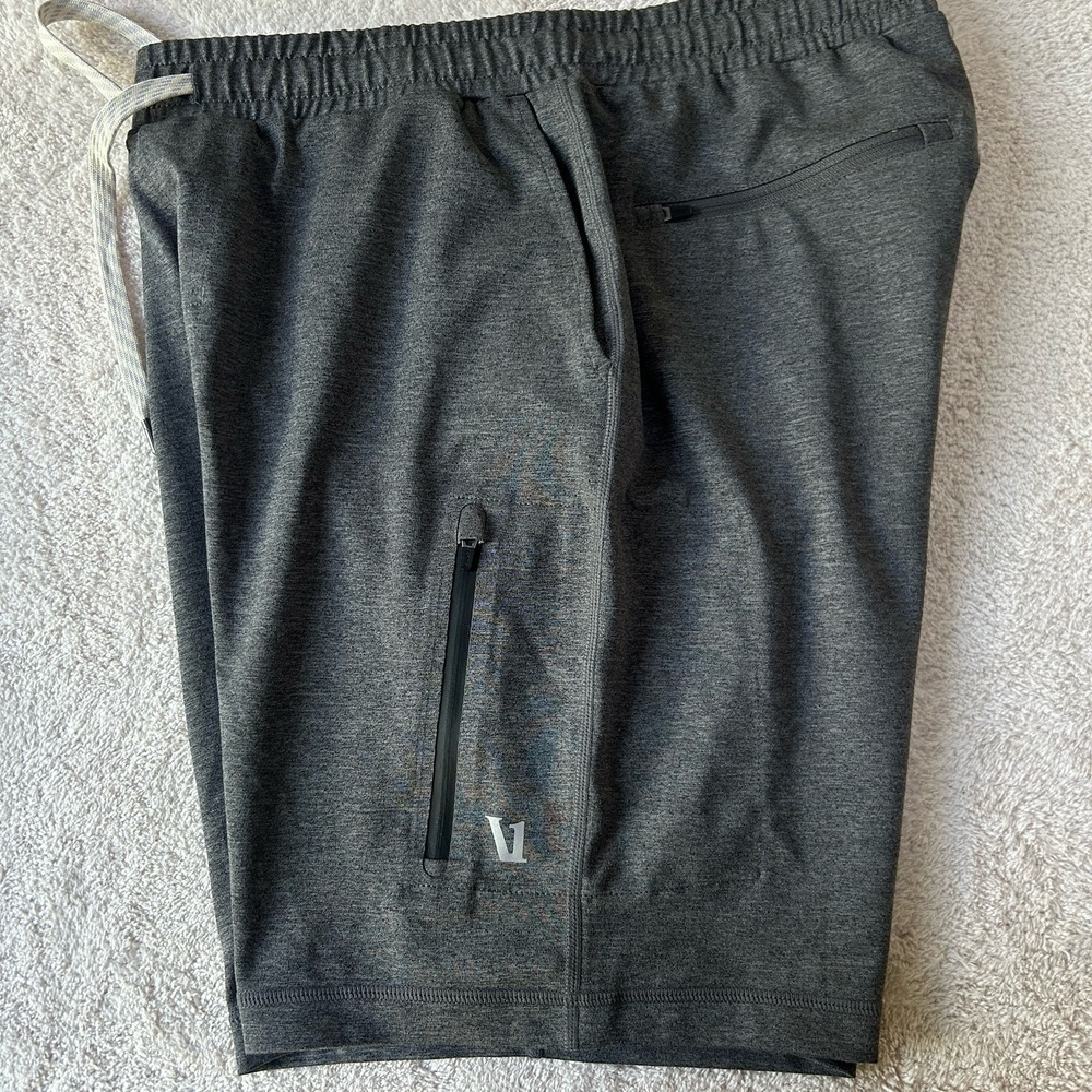 NWOT Vuori Sunday Performance Short Men Size S Gray Athletic Zip Pocket 8"Inseam - Picture 2 of 6